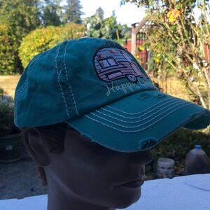 KBTHOS Men’s Happy Camper Teal Cap with Camper Embroidery Size One
